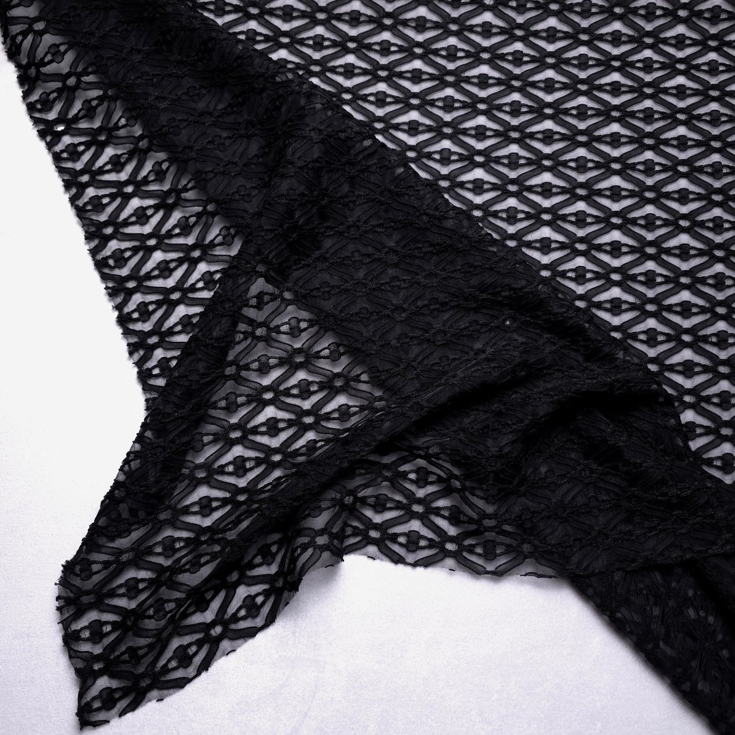 BLACK 3D DIAMOND STRETCH LACE
