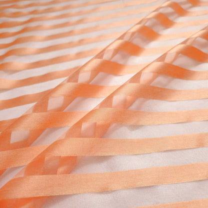 CANTALOUPE ORANGE RIBBON STRIPE SHEER ORGANZA FABRIC