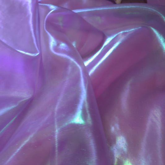 PNK LILAC PINK GREEN HOLOGRAPHIC IRIDESCENT METALLIC LAME