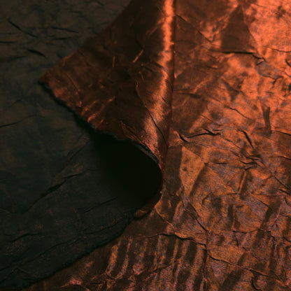 COPPER BLACK CRINKLE SHIMMER SATIN FABRIC