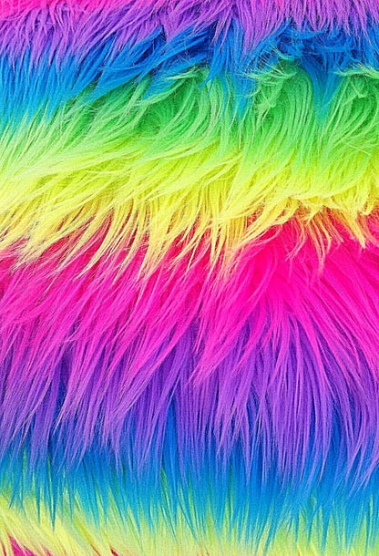 NEON RAINBOW STRIPE FUN FUR