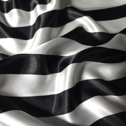 ONE INCH STRIPE SATIN BLACK WHITE
