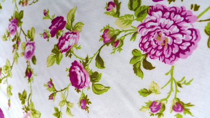 CLASSIC PINK ROSE FLORAL PRINT POLY COTTON VICTORIAN ROSES