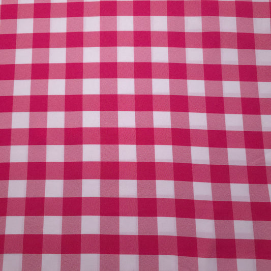 FUCHSIA PINK GINGHAM POPLIN FABRIC