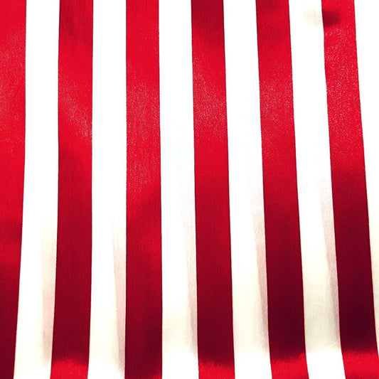 ONE INCH STRIPE SATIN RED WHITE