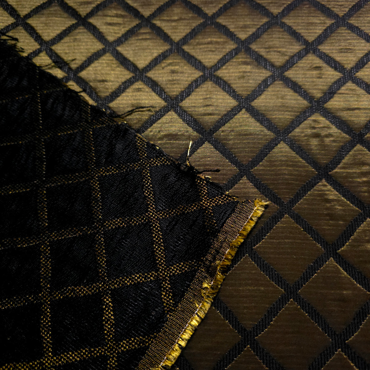 ANTIQUE OLIVE BRONZE QUILTED TAFFETA BROCADE FABRIC