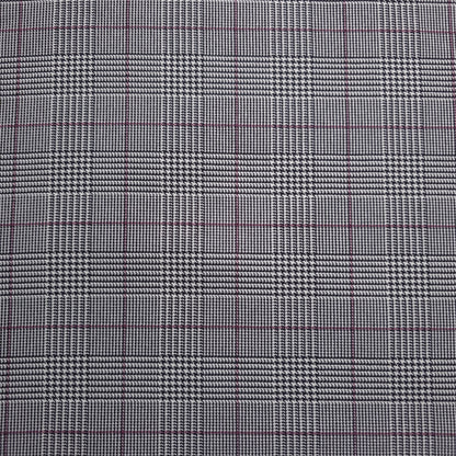BLACK AND RED POLYESTER HOUNDSTOOTH REVERSIBLE PLAID SHIRTING FABRIC