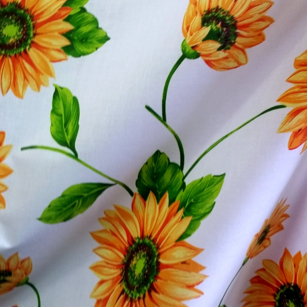LARGE SUNFLOWER PRINT ON WHITE