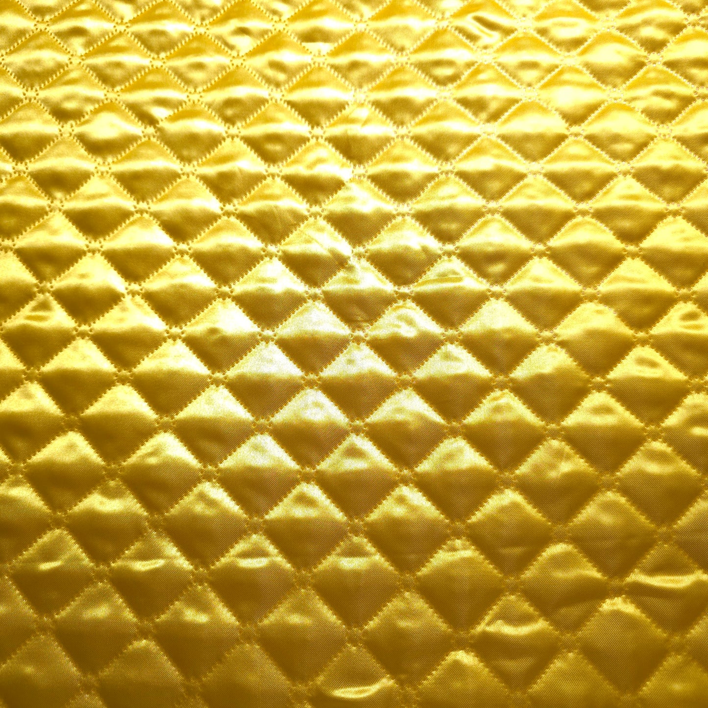 CANARY YELLOW TAFFETA HEAT FUSED DIAMOND QUILTED BATTING FABRIC