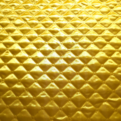 CANARY YELLOW TAFFETA HEAT FUSED DIAMOND QUILTED BATTING FABRIC