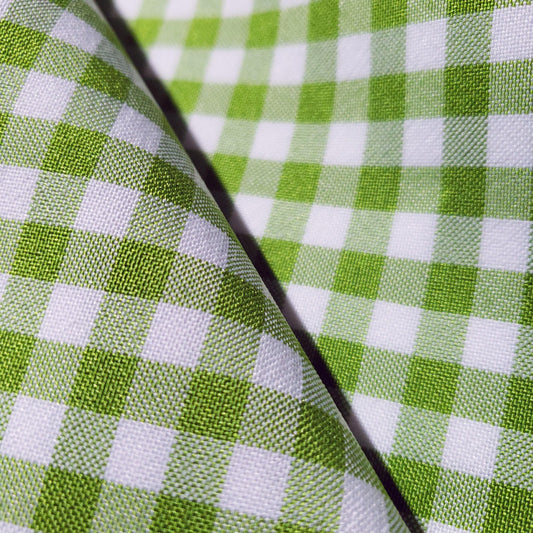 POLY POPLIN GREEN LIME SMALL GINGHAM