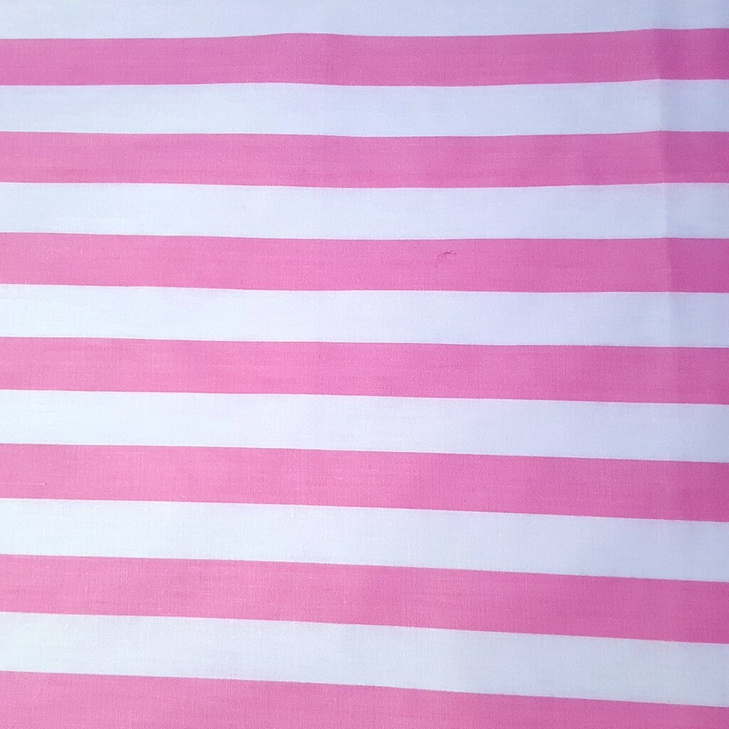 ONE INCH STRIPE PINK WHITE POLYCOTTON