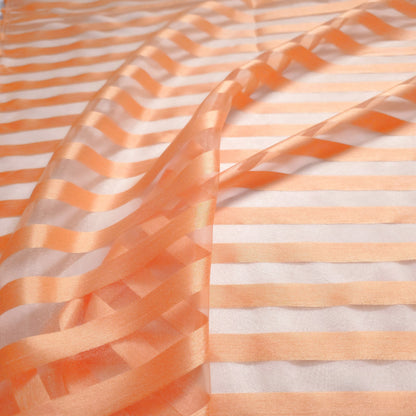 CANTALOUPE ORANGE RIBBON STRIPE SHEER ORGANZA FABRIC