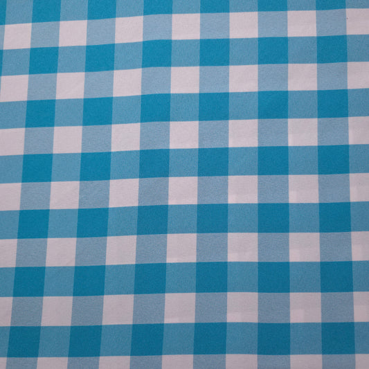 TURQUOISE BLUE GINGHAM POPLIN FABRIC