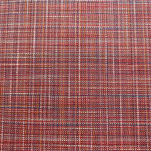 RED ORANGE RUSTIC CROSSHATCH TAPESTRY UPHOLSTERY FABRIC