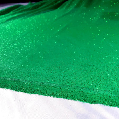 CHRISTMAS GREEN SHINY GLITTER CREPE KNIT FABRIC FABRIC 58" BY THE YARD