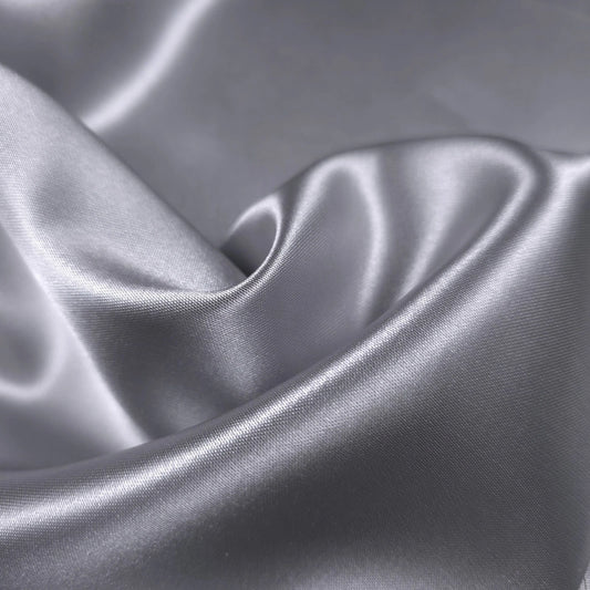 SILVER SATIN MEDIUM WEIGHT CHARMEUSE SHINY
