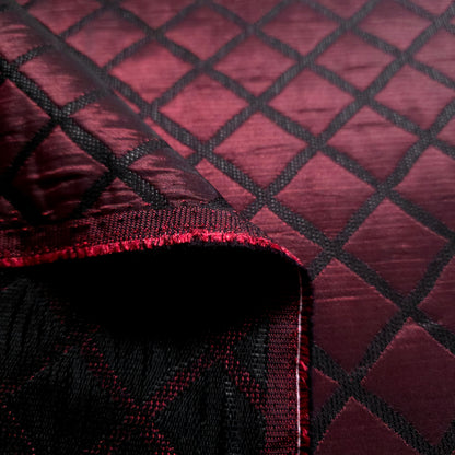 BURGUNDY WINE QUILTED TAFFETA BROCADE FABRIC