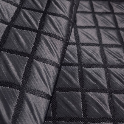 CHARCOAL BLACK QUILTED TAFFETA BROCADE FABRIC