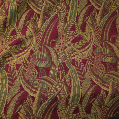 JUNGLE FERN CHENILLE BURGUNDY GOLD