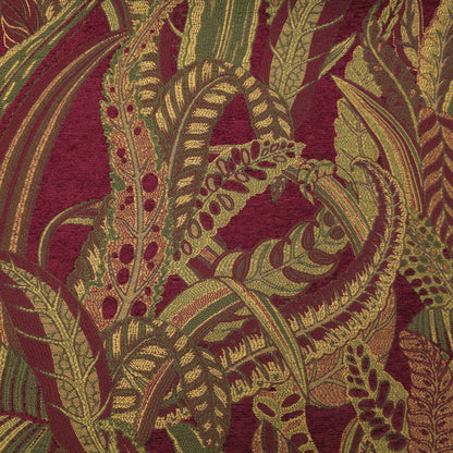 JUNGLE FERN CHENILLE BURGUNDY GOLD