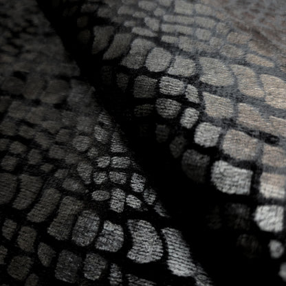 BLACK CROCODILE SEMIGLOSS UPHOLSTERY VELVET