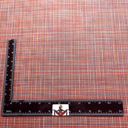 RED ORANGE RUSTIC CROSSHATCH TAPESTRY UPHOLSTERY FABRIC