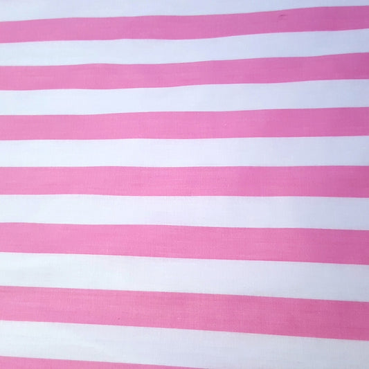 ONE INCH STRIPE PINK WHITE POLYCOTTON