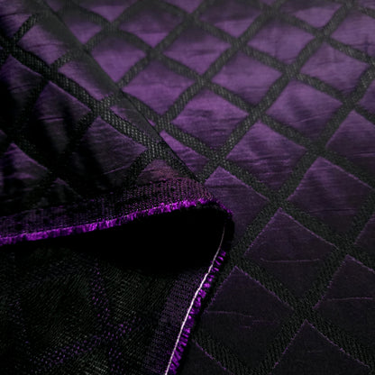 ROYAL PURPLE PLUM QUILTED TAFFETA BROCADE FABRIC