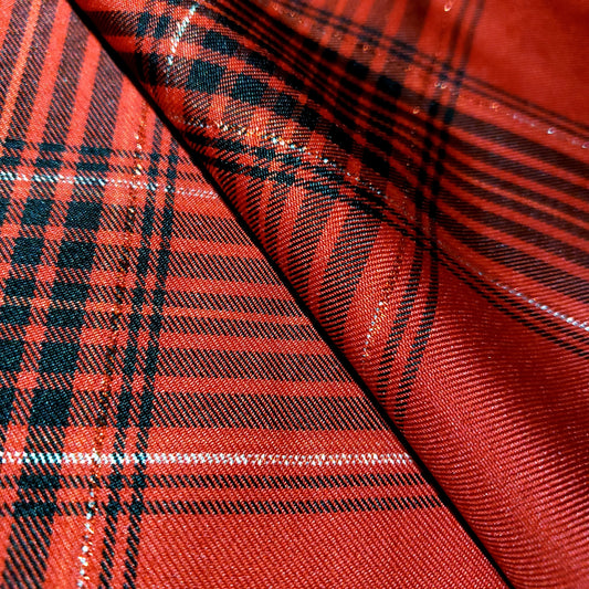 HOLIDAY POPLIN TARTAN PLAID RED BLACK SILVER