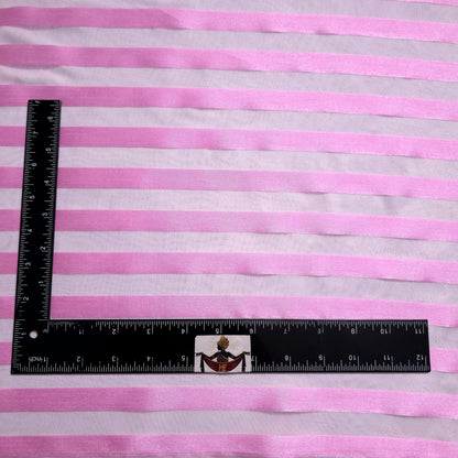 PINK RIBBON STRIPE SHEER ORGANZA FABRIC