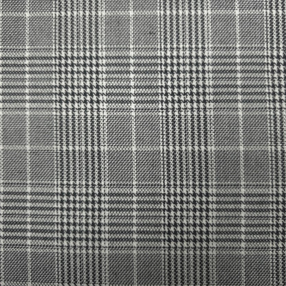 GREY BLACK WHITE HOUNDSTOOTH PLAID COTTON BLEND SUITING FABRIC