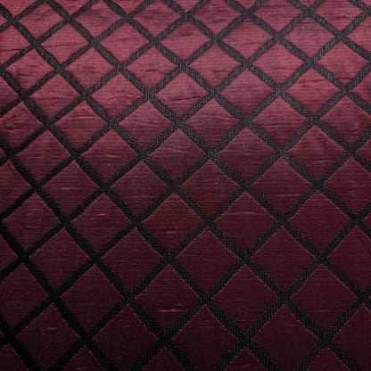 BURGUNDY WINE QUILTED TAFFETA BROCADE FABRIC