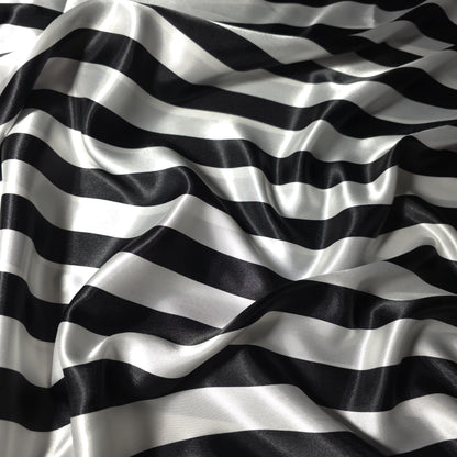 ONE INCH STRIPE SATIN BLACK WHITE