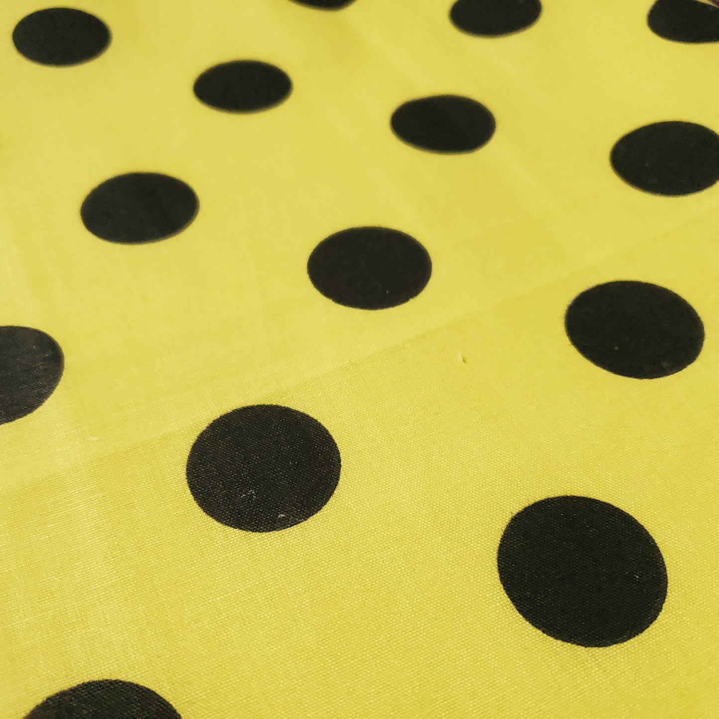 ONE INCH POLKA DOT BLACK ON YELLOW