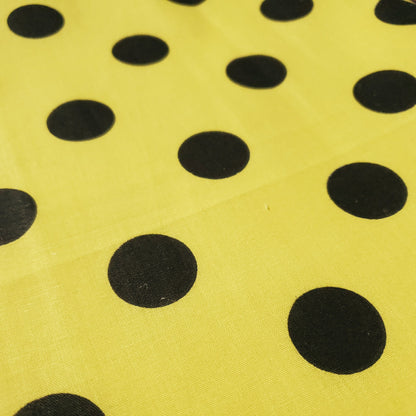 ONE INCH POLKA DOT BLACK ON YELLOW