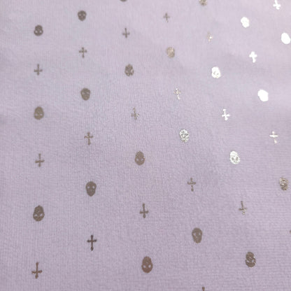 WHITE GOLD METALLIC SKULL CROSS CHIFFON