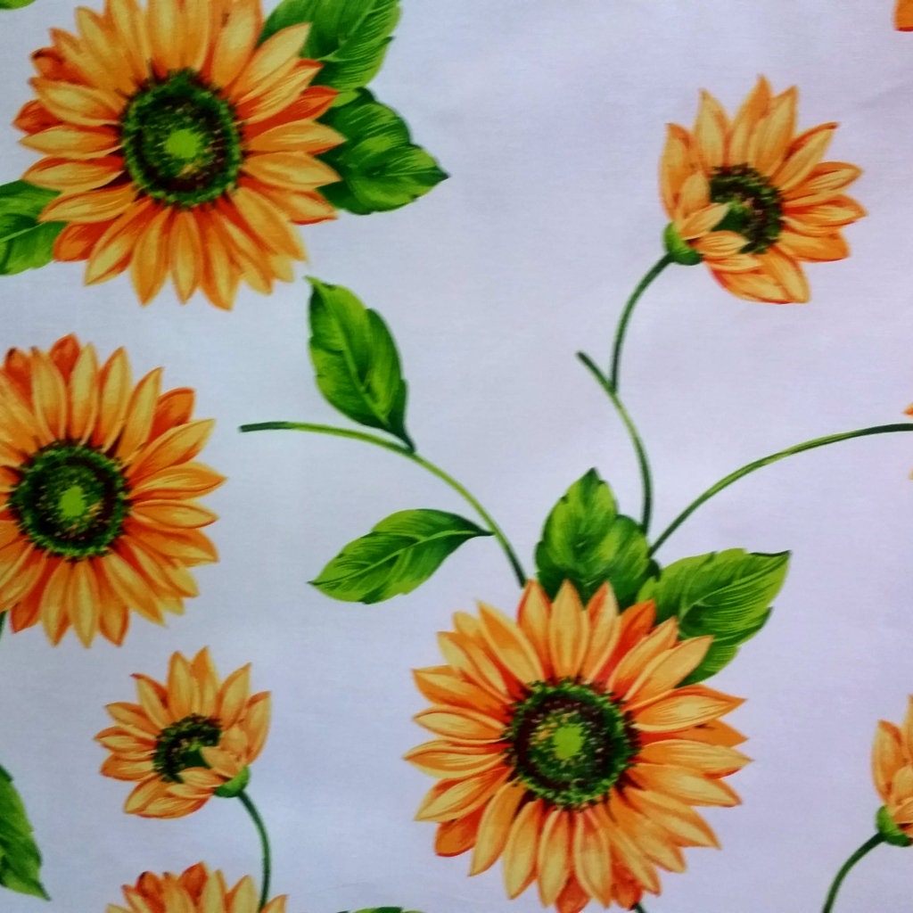 LARGE SUNFLOWER PRINT ON WHITE