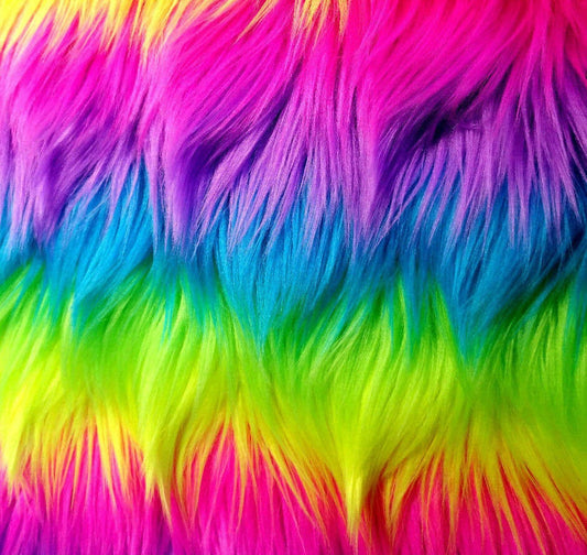 NEON RAINBOW STRIPE FUN FUR