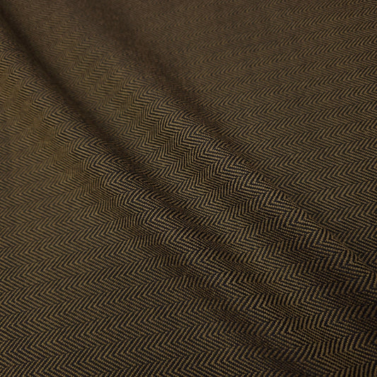 BROWN BLACK HERRINGBONE STRIPE HEAVYWEIGHT SUITING FABRIC