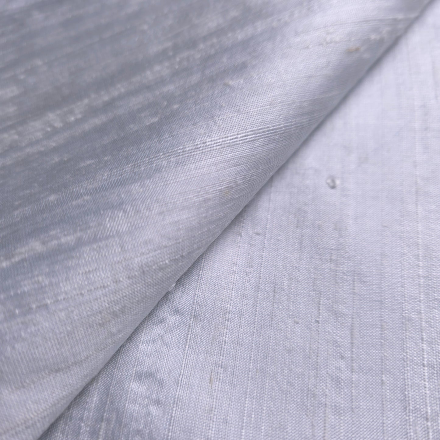 RAW SILK DUPIONI HAND WOVEN FABRIC TWO TONE CLOUD BLUE WHITE