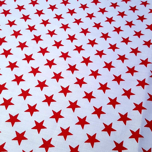 STAR SPANGLED POLYCOTTON RED ON WHITE