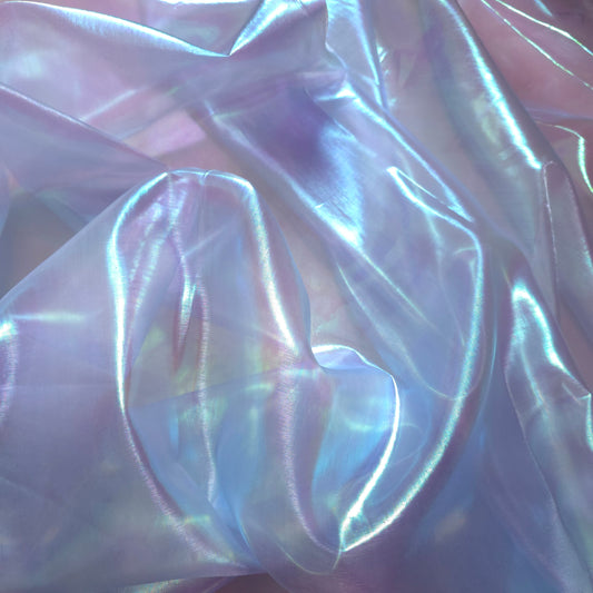 BLU BLUE PINK GREEN HOLOGRAPHIC IRIDESCENT METALLIC LAME