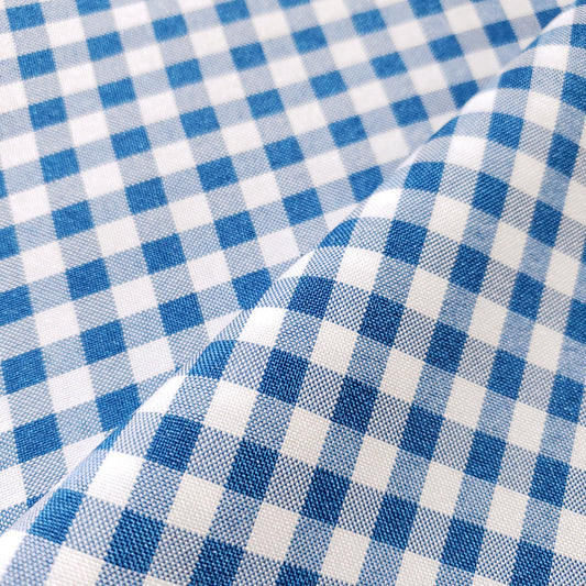 POLY POPLIN BLUE TURQUOISE SMALL GINGHAM