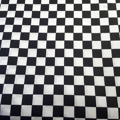 CHESSBOARD PRINT POLYCOTTON BLACK WHITE