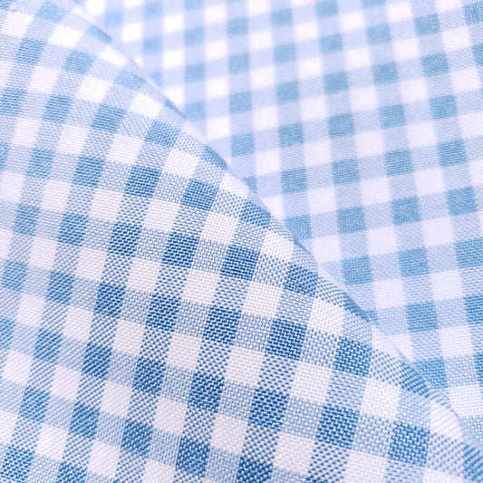 POLY POPLIN BLUE SKY SMALL GINGHAM