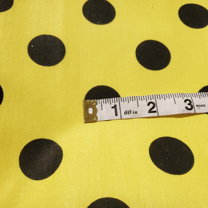 ONE INCH POLKA DOT BLACK ON YELLOW