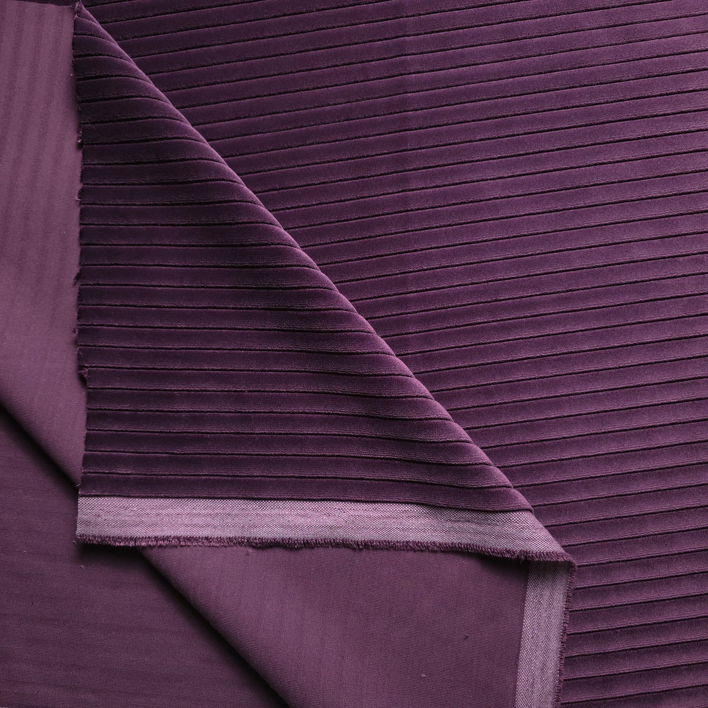 HEAVY STRIPE PURPLE PLUM EMBOSSED VELVET FABRIC