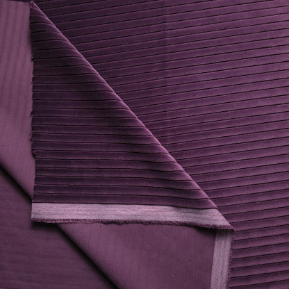 HEAVY STRIPE PURPLE PLUM EMBOSSED VELVET FABRIC