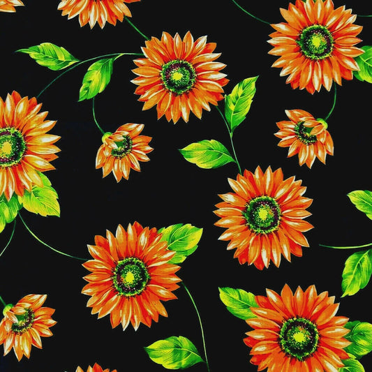 LARGE SUNFLOWER PRINT ON BLACK